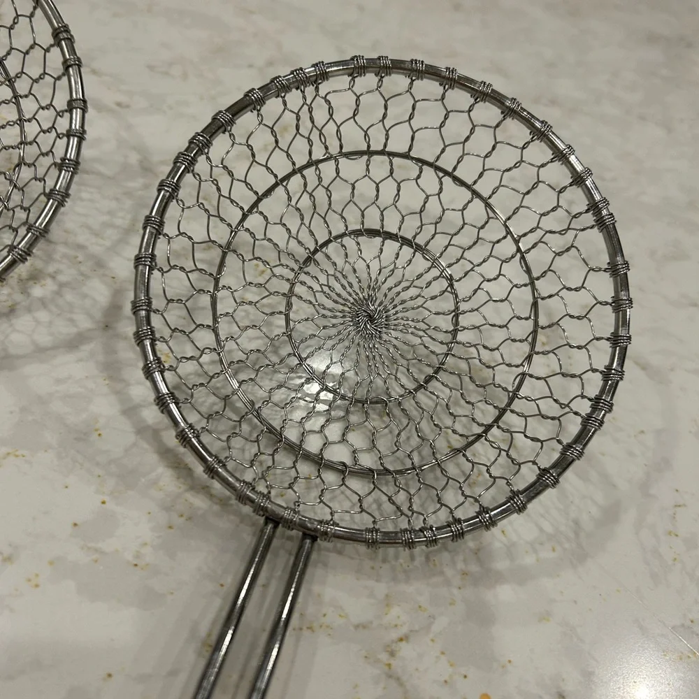 2 Stainless Steel restaurant quality Deep Frying Ladles Professional rust proof